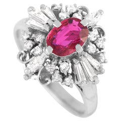 LB Exclusive Platinum 0.54 Ct Diamond and Ruby Ring