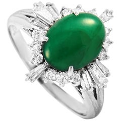 LB Exclusive Platinum 0.55 Carat Diamond and Jade Ring
