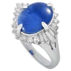 LB Exclusive Platinum 0.55 Carat Diamond and Sapphire Ring