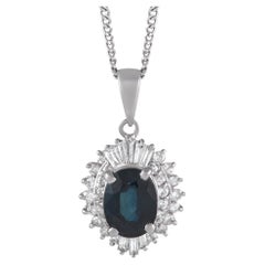 LB Exclusive Platinum 0.55 ct Diamonds and Sapphire Pendant Necklace