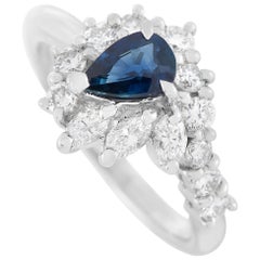 LB Exclusive Platinum 0.57 Carat Diamond and 0.55 Carat Sapphire Ring