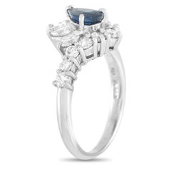 LB Exclusive Platinum 0.57 Carat Diamond and 0.55 Carat Sapphire Ring