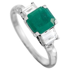 LB Exclusive Platinum 0.57 Ct Diamond and 1.58 Ct Emerald Ring LB Exclusive Platinum 0.57 Ct Diamond and 1.58 Ct Emerald Ring
