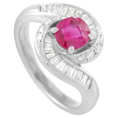 LB Exclusive Platinum 0.57 Ct Diamond and Ruby Ring