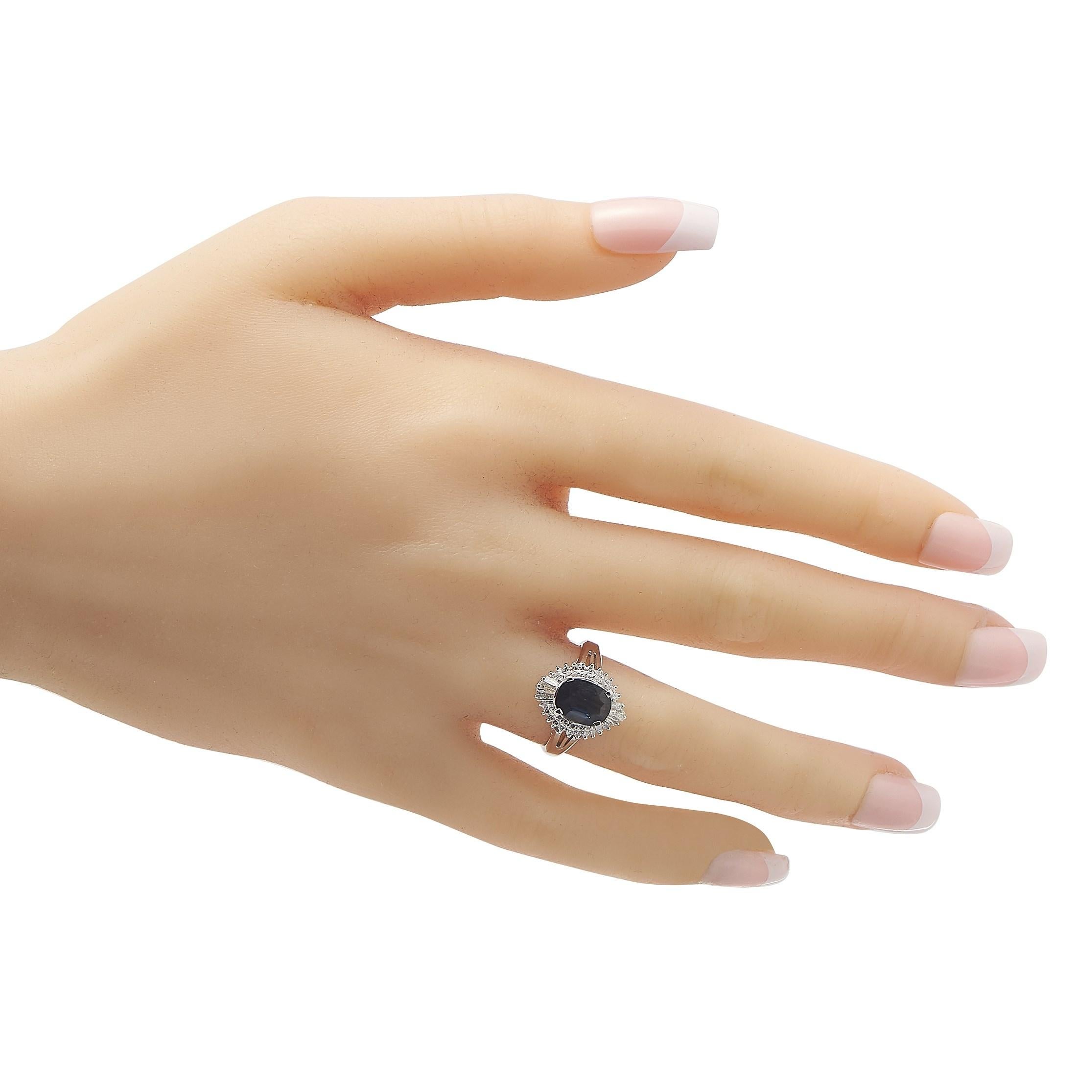 LB Exklusive Platin-Ring mit 0,57 Karat Diamant und Saphir (Gemischter Schliff)