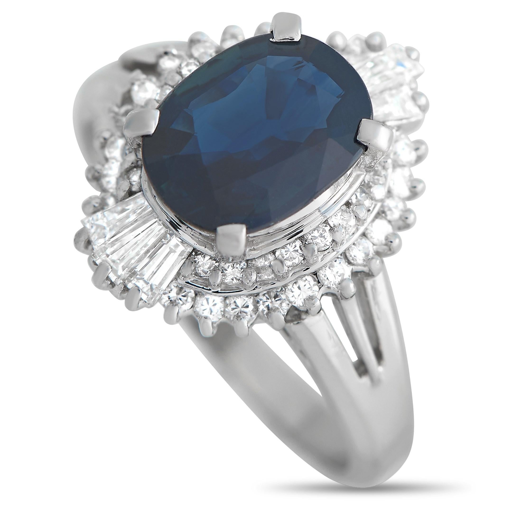 LB Exklusive Platin-Ring mit 0,57 Karat Diamant und Saphir im Zustand „Hervorragend“ in Southampton, PA