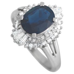 LB Exclusive Platinum 0.57 Ct Diamond and Sapphire Ring