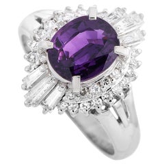 LB Exclusive Platinum 0.57 ct Round and Tapered Baguette Diamonds and Sapphire LB Exclusive Platinum 0.57 ct Round and Tapered Baguette Diamonds and Sapphire