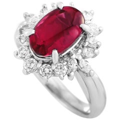LB Exclusive Platinum 0.58 Carat Diamond and Tourmaline Ring
