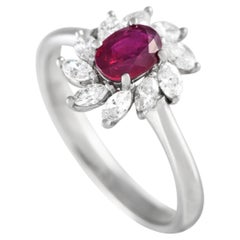 LB Exclusive Platinum 0.58 Carat Diamond and Ruby Ring