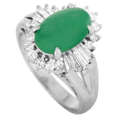 LB Exclusive Platinum 0.59 Carat Diamond and Jade Ring
