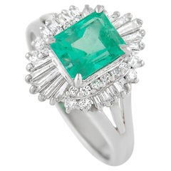 LB Exclusive Platinum 0.59 Ct Diamond and Emerald Ring LB Exclusive Platinum 0.59 Ct Diamond and Emerald Ring