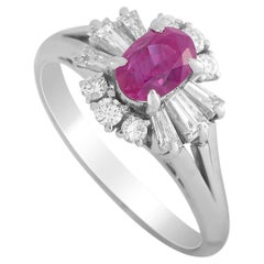 LB Exclusive Platinum 0.59 Ct Diamond and Ruby Ring