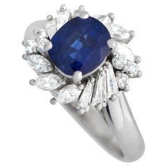 LB Exclusive Platinum 0.59 Carat Diamond and Sapphire Ring