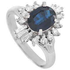 LB Exclusive Platinum 0.60 Carat Diamond and 1.51 Carat Sapphire Ring
