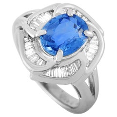 LB Exclusive Platinum 0.60 Carat Diamond and Sapphire Ring
