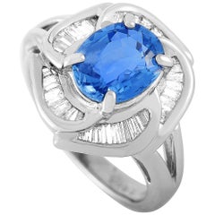 LB Exclusive Platinum 0.60 Carat Diamond and Sapphire Ring
