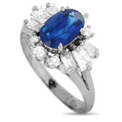 LB Exclusive Platinum 0.60 ct Diamond and Sapphire Ring