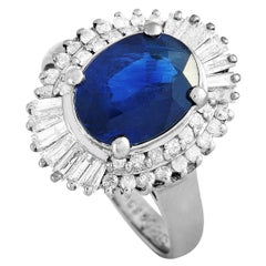 LB Exclusive Platinum 0.60 ct Round and Tapered Baguette Diamonds and Sapphire