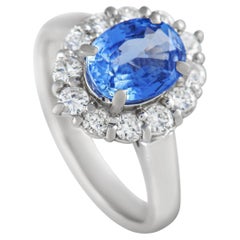 LB Exclusive Platinum 0.60ct Diamond and Sapphire Ring