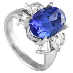 LB Exclusive Platinum 0.60 Carat Diamond and Tanzanite Ring