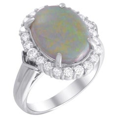 LB Exclusive Platinum 0.62 Ct Diamond and Black Opal Ring