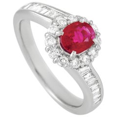 LB Exclusive Platinum 0.63 Carat Diamond and 0.79 Carat Ruby Ring LB Exclusive Platinum 0.63 Carat Diamond and 0.79 Carat Ruby Ring