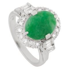 LB Exclusive Platinum 0.63 Carat Diamond and 2.40 Carat Jade Ring