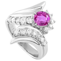 LB Exclusive Platinum 0.63 Carat Diamond and Ruby Ring
