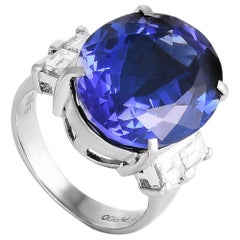 LB Exclusive Platinum 0.63 Carat Diamond and Tanzanite Ring