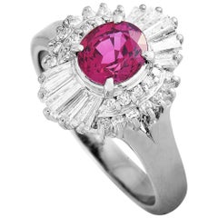 LB Exclusive Platinum 0.64 Carat Diamond and Ruby Ring