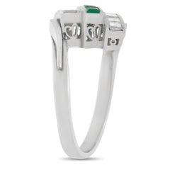 LB Exclusive Platinum 0.64 Ct Diamond and 0.31 Ct Emerald Ring