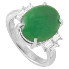 LB Exclusive Platinum 0.65 Carat Diamond and Jade Ring LB Exclusive Platinum 0.65 Carat Diamond and Jade Ring