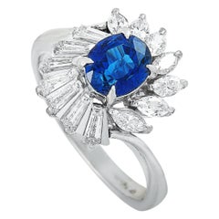 LB Exclusive Platinum 0.65 Carat Diamond and Sapphire Ring