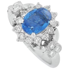 LB Exclusive Platinum 0.65 Carat Diamond and Sapphire Ring