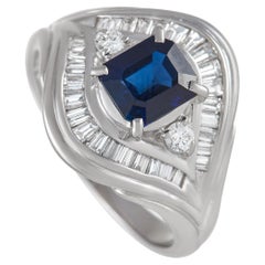 LB Exclusive Platinum 0.65 ct Diamond and Sapphire Ring