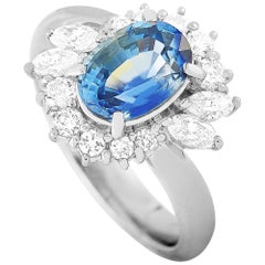 LB Exclusive Platinum 0.67 Carat Diamond and Sapphire Ring