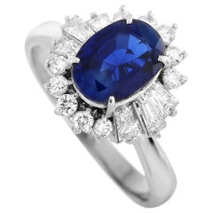 LB Exclusive Platinum 0.68 Carat Diamond and Sapphire Ring