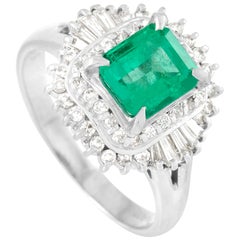 LB Exclusive Platinum 0.69 Carat Diamond and 1.82 Carat Emerald Ring