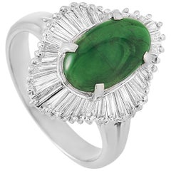 LB Exclusive Platinum 0.69 Carat Diamond and Jade Ring