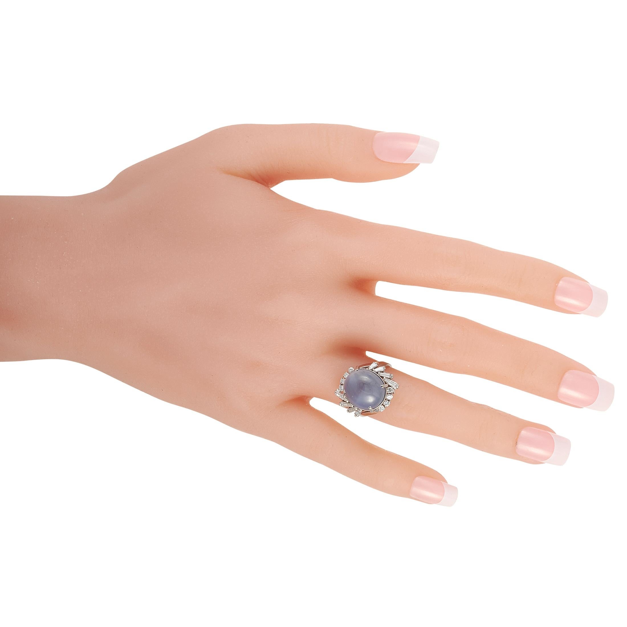 Round Cut LB Exclusive Platinum 0.69 Carat Diamond and 16.02 Carat Sapphire Ring