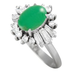 LB Exclusive Platinum 0.70 Ct Diamond and Jade Ring