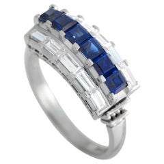 LB Exclusive Platinum 0.70ct Diamond and Sapphire Ring MF29-101123