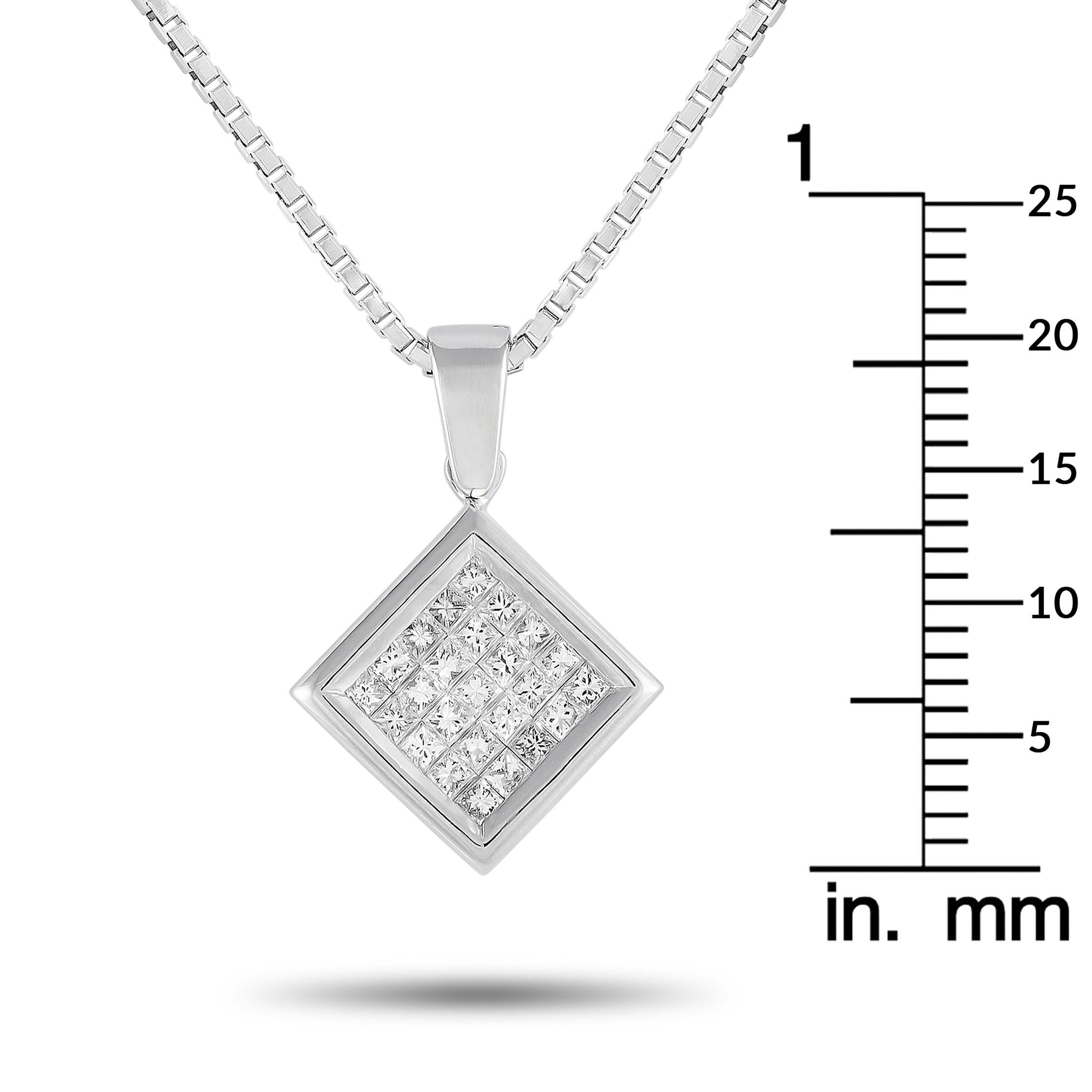 LB Exclusive Platinum 0.70ct Diamond Pendant Necklace MF15-100523 In Excellent Condition For Sale In Southampton, PA