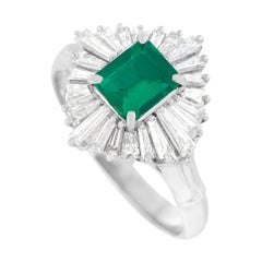 LB Exclusive Platinum 0.71 Ct Diamond and Emerald Ring LB Exclusive Platinum 0.71 Ct Diamond and Emerald Ring