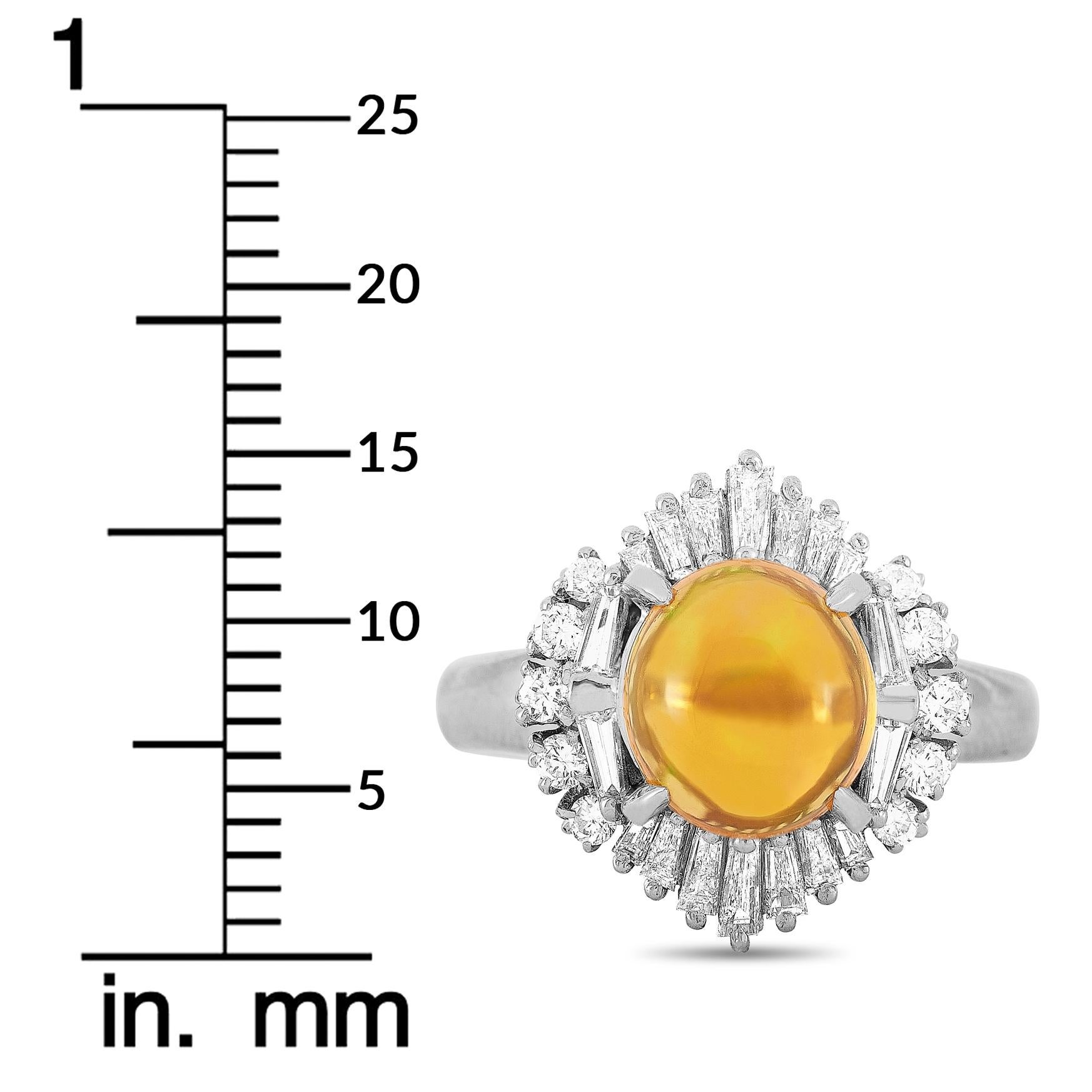 LB Exclusive Platinum 0.71 Carat Diamond and Opal Ring 1