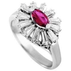 LB Exclusive Platinum 0.72 Carat Diamond and Ruby Ring