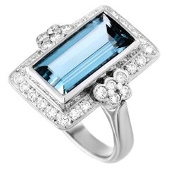 LB Exclusive Platinum 0.73 Carat Diamond and Tourmaline Ring