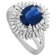 LB Exclusive Platinum 0.74 Carat Diamond and Sapphire Ring