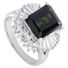 LB Exclusive Platinum 0.75 Carat Diamond and Tourmaline Ring